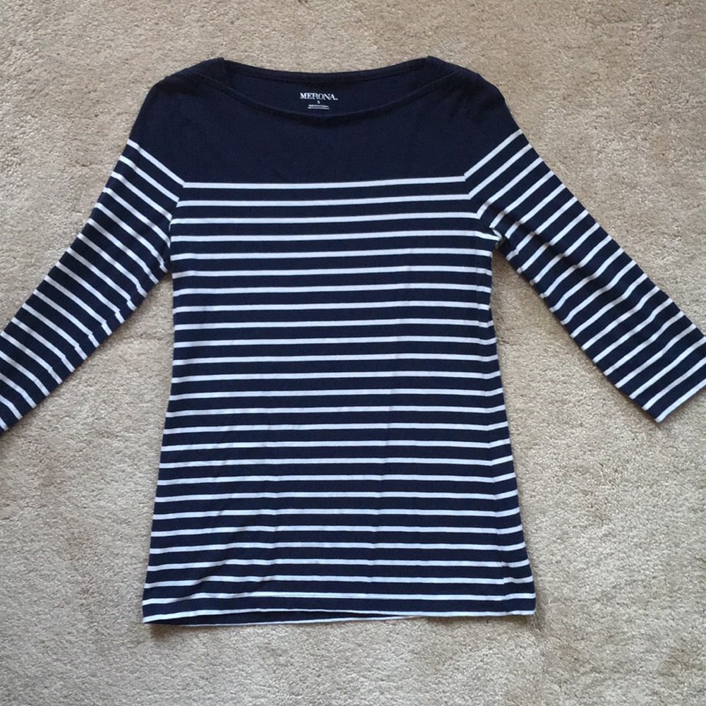Nautical striped 3/4 sleeve shirt